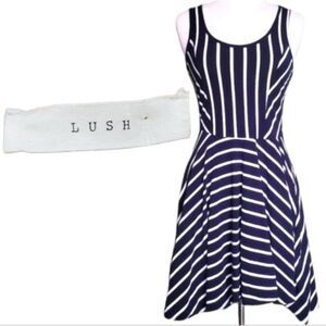 Lush Black & White Striped Skater Tank Dress - L